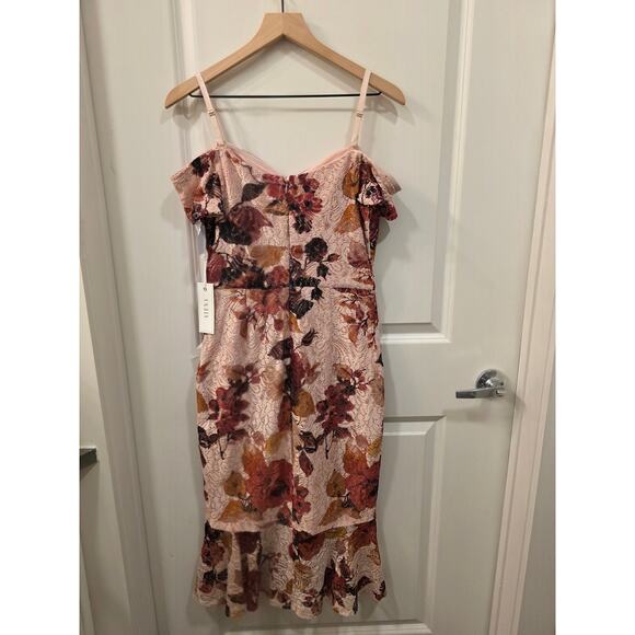 Siena Off the Shoulder Lace Midi Dress with Ruffle Hem - Picture 3 of 8